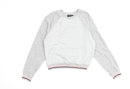 New Look Womens Grey Cotton Pullover Sweatshirt Size 6 Pullover