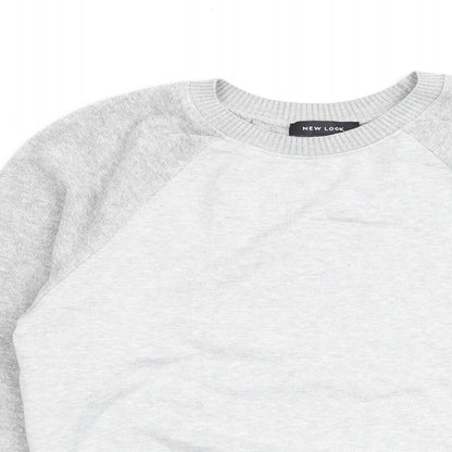 New Look Womens Grey Cotton Pullover Sweatshirt Size 6 Pullover