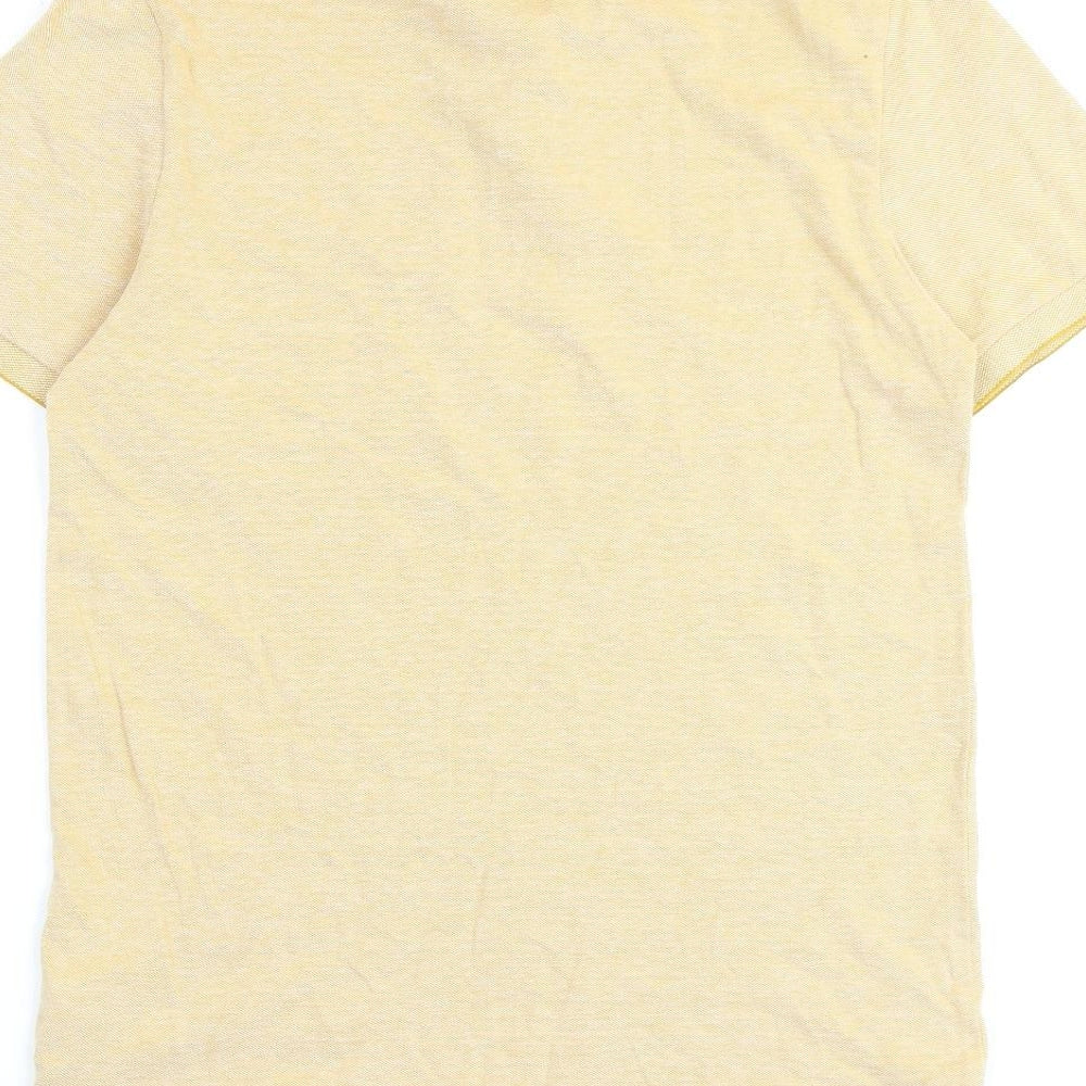 NEXT Mens Yellow Herringbone 100% Cotton Polo Size M Collared Button