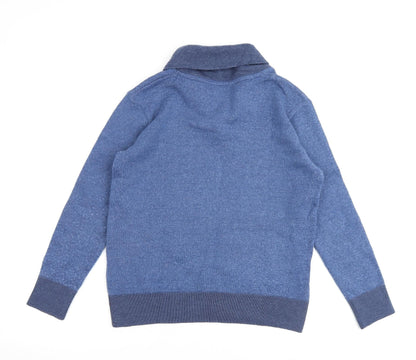 Arturo Calle Womens Blue V-Neck Acrylic Henley Jumper Size S