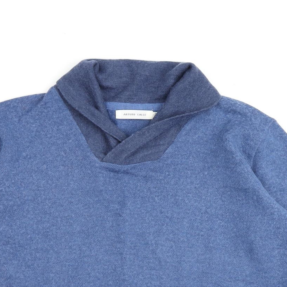 Arturo Calle Womens Blue V-Neck Acrylic Henley Jumper Size S