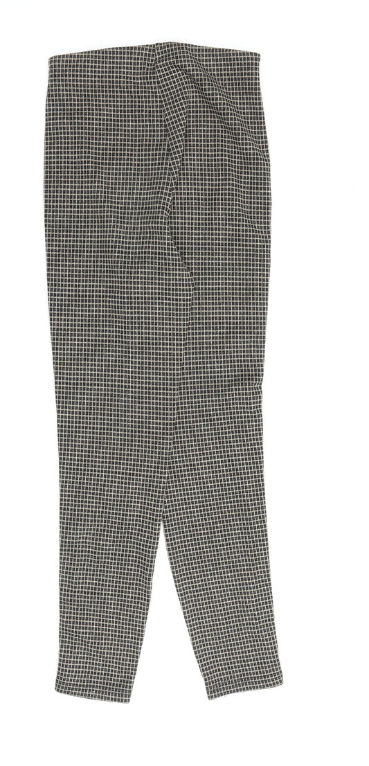 Stradivarius Womens Brown Check Polyester Trousers Size 8 L28 in Regular