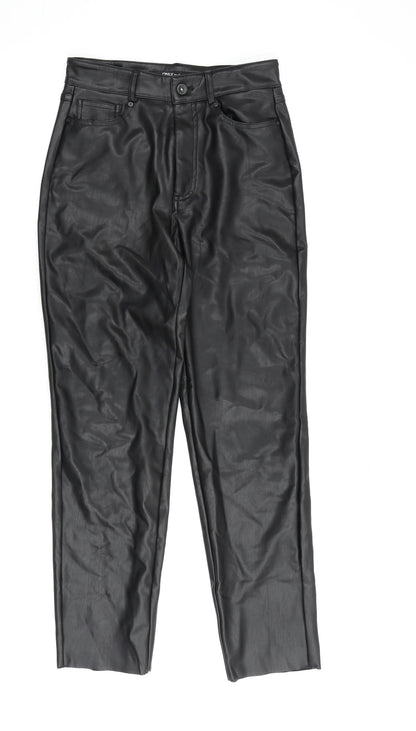 Only Womens Black Polyester Trousers Size S L27 in Regular Zip