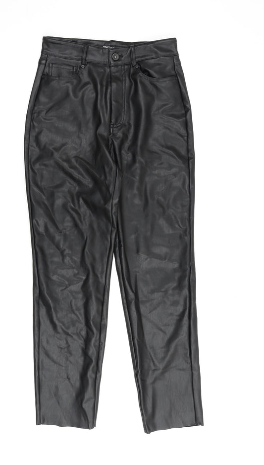 Only Womens Black Polyester Trousers Size S L27 in Regular Zip