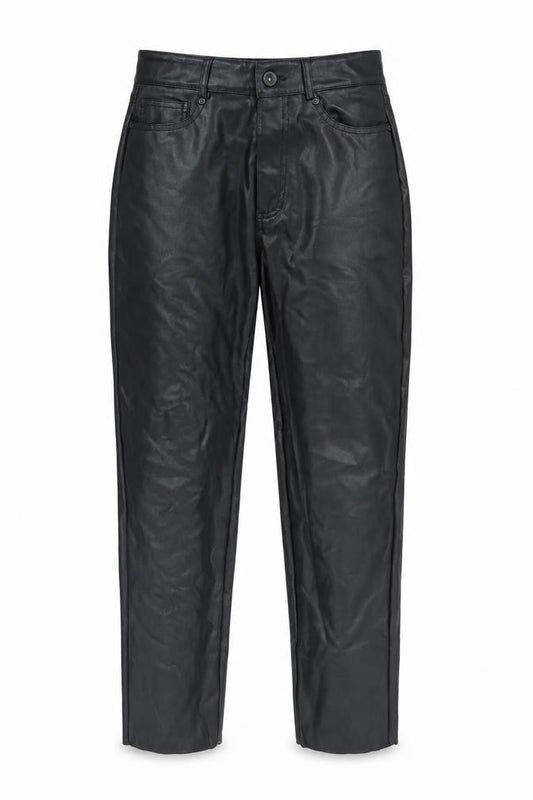 Front view of Only women’s black polyester trousers, size S, 27-inch leg regular zip