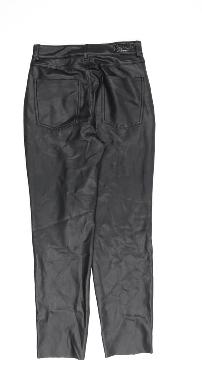 Only Womens Black Polyester Trousers Size S L27 in Regular Zip