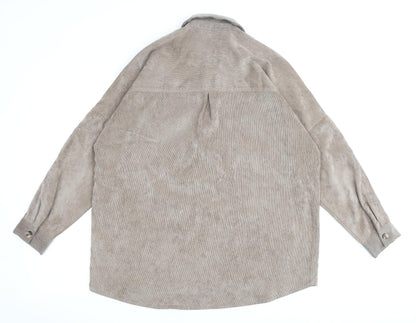 Stradivarius Womens Brown Cotton Basic Button-Up Size S Collared