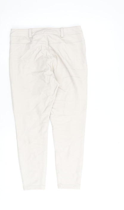 Topshop Womens Beige Polyurethane Trousers Size 10 L24 in Regular Zip