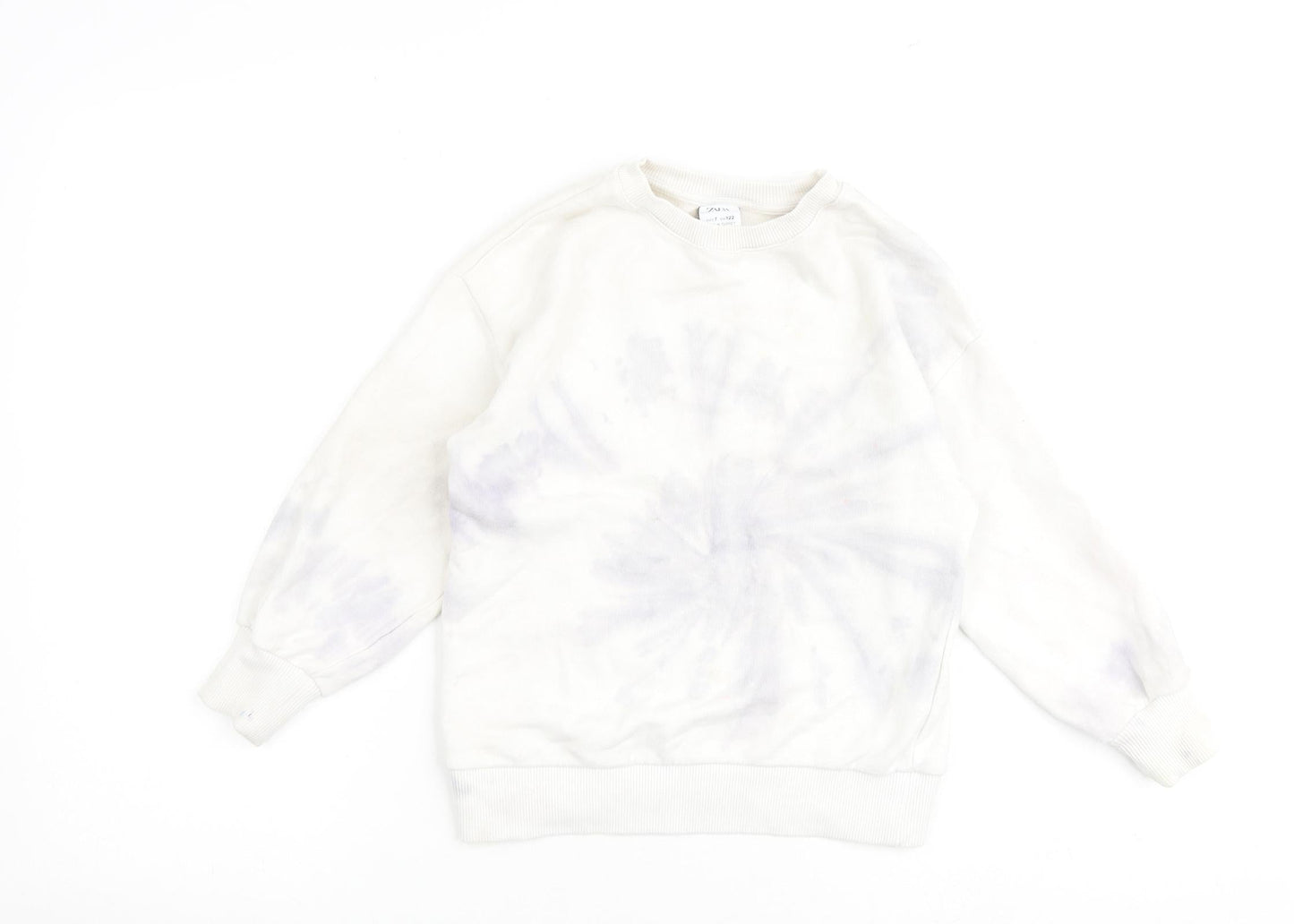 Zara Girls White 100% Cotton Pullover Sweatshirt Size 7 Years Pullover