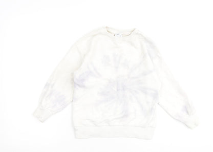 Zara Girls White 100% Cotton Pullover Sweatshirt Size 7 Years Pullover