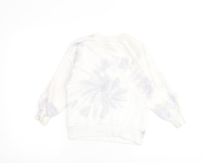 Zara Girls White 100% Cotton Pullover Sweatshirt Size 7 Years Pullover