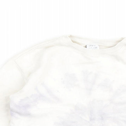 Zara Girls White 100% Cotton Pullover Sweatshirt Size 7 Years Pullover