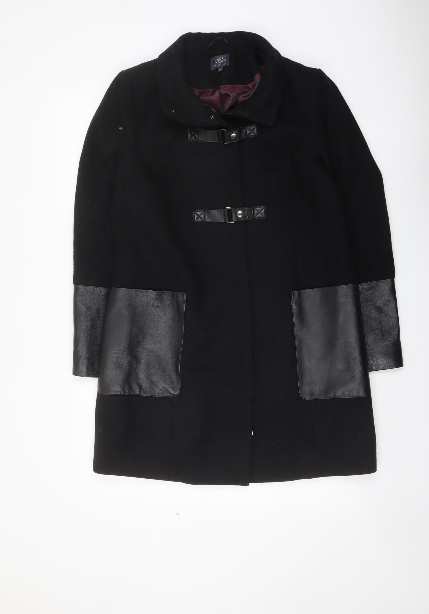 Womens UK Size 12 Marks and Spencer Black Overcoat