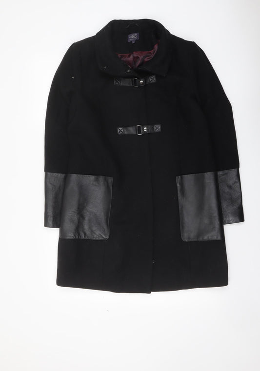 Womens UK Size 12 Marks and Spencer Black Overcoat