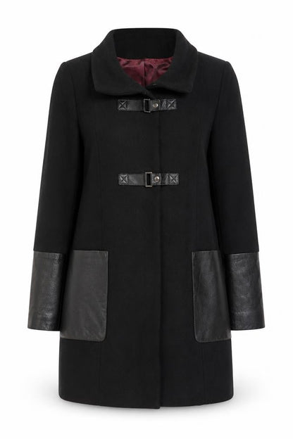 Marks & Spencer Womens Black Overcoat Coat Size 12 Zip