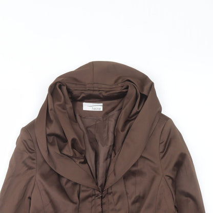 HEINE Womens Brown Jacket Blazer Size 10 Hook & Eye