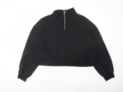 H&M Womens Black Cotton Pullover Sweatshirt Size L Zip