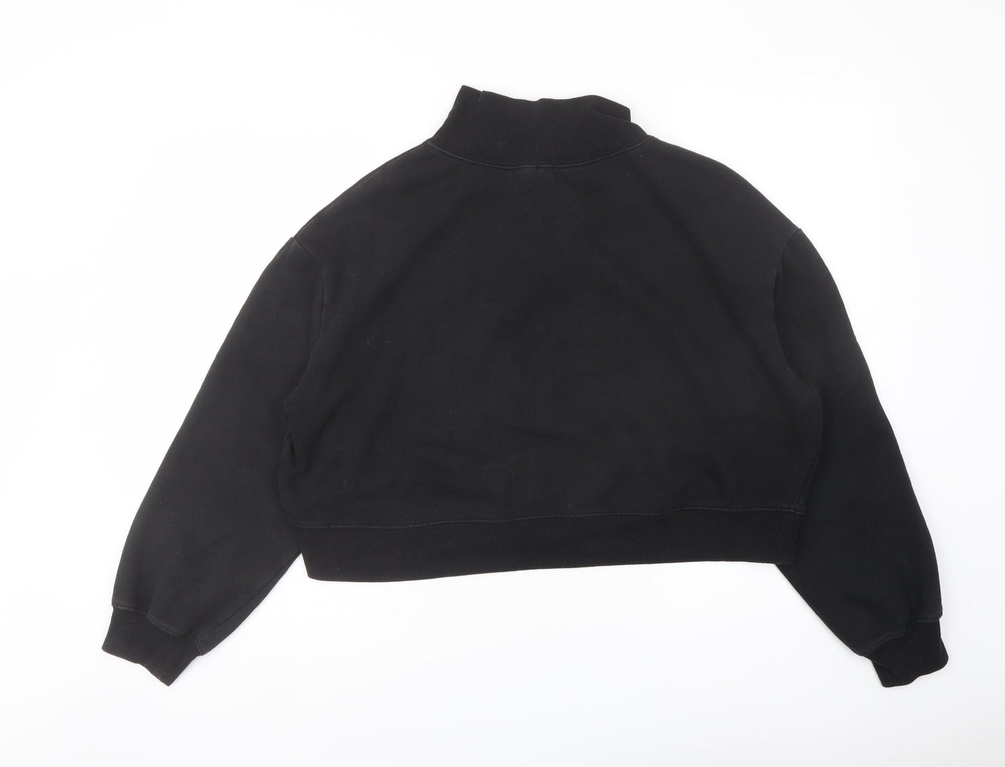 H&M Womens Black Cotton Pullover Sweatshirt Size L Zip