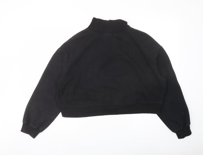 H&M Womens Black Cotton Pullover Sweatshirt Size L Zip