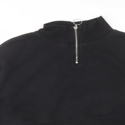 H&M Womens Black Cotton Pullover Sweatshirt Size L Zip