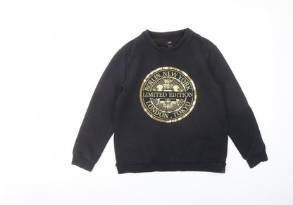 River Island Girls Black Cotton Pullover Sweatshirt Size 9-10 Years Pullover