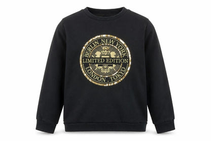 River Island Girls Black Cotton Pullover Sweatshirt Size 9-10 Years Pullover