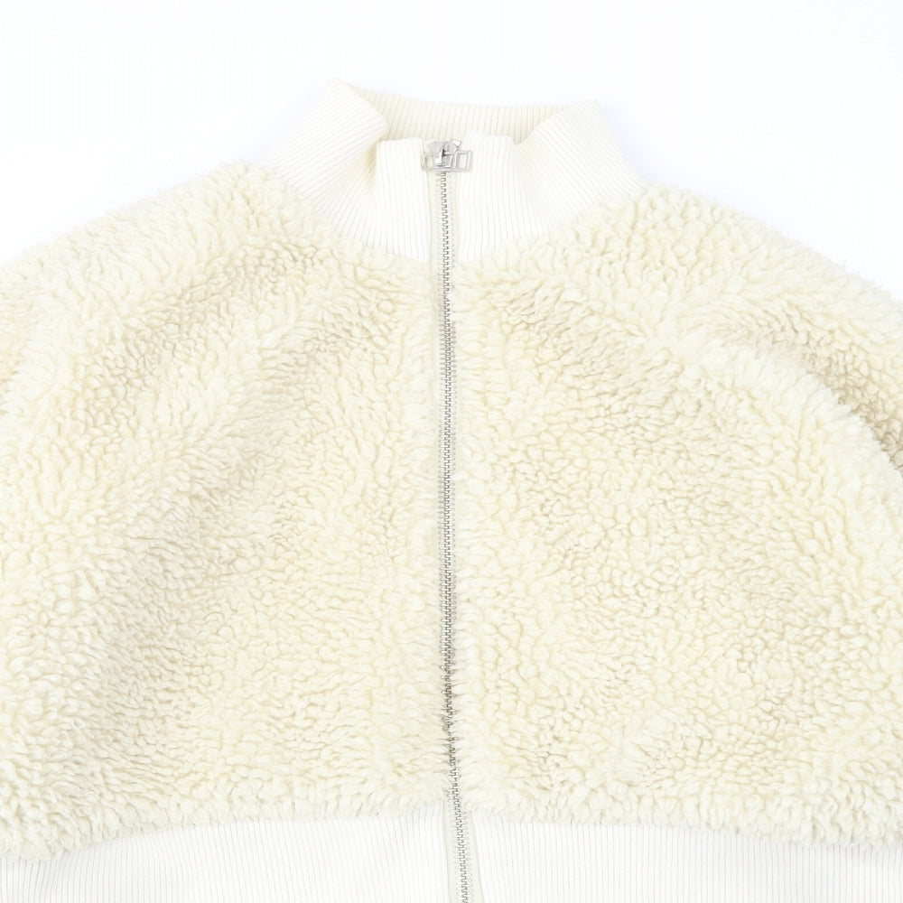 Womens UK Size M Weekday Ivory Bomber Jacket