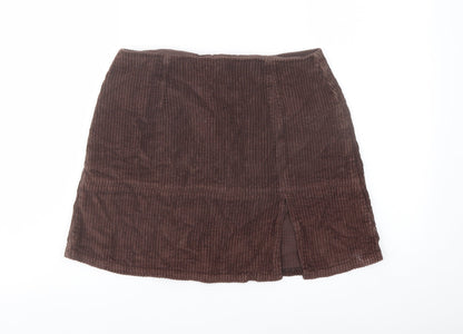 ASOS Womens Brown Cotton A-Line Skirt Size 12 Zip