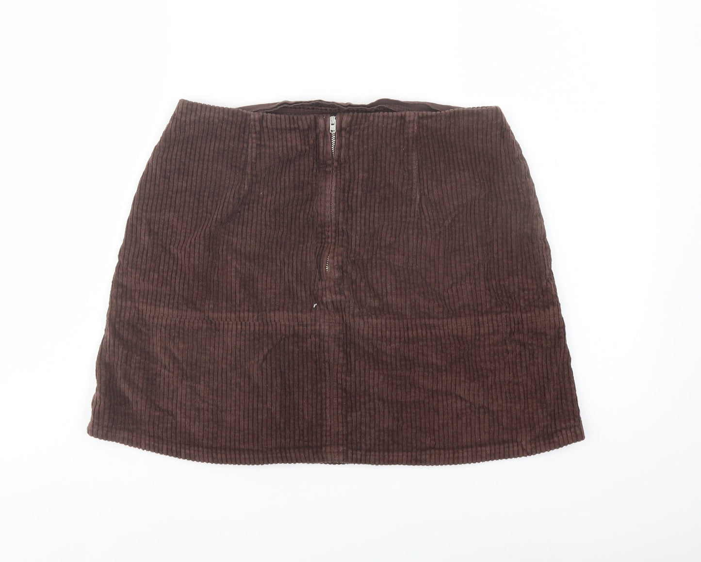 ASOS Womens Brown Cotton A-Line Skirt Size 12 Zip