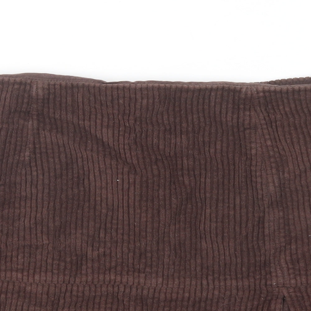 ASOS Womens Brown Cotton A-Line Skirt Size 12 Zip