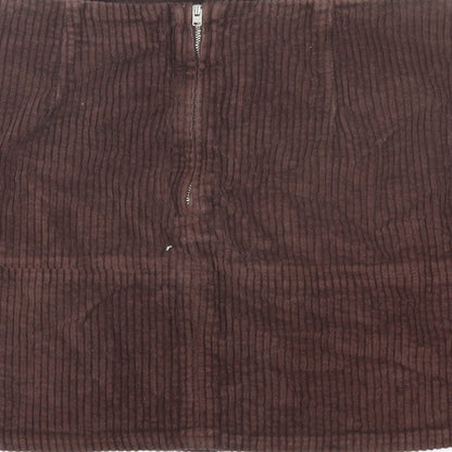 ASOS Womens Brown Cotton A-Line Skirt Size 12 Zip