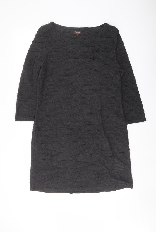 Phase Eight Womens Grey Acrylic Jumper Dress Size 14 Round Neck Pullover
