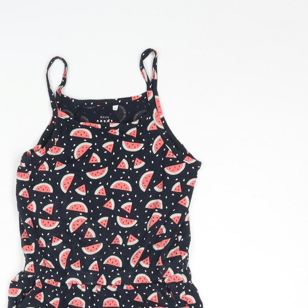 name it Girls Blue Geometric Cotton Playsuit One-Piece Size 7 Years Pullover - Watermelon Print