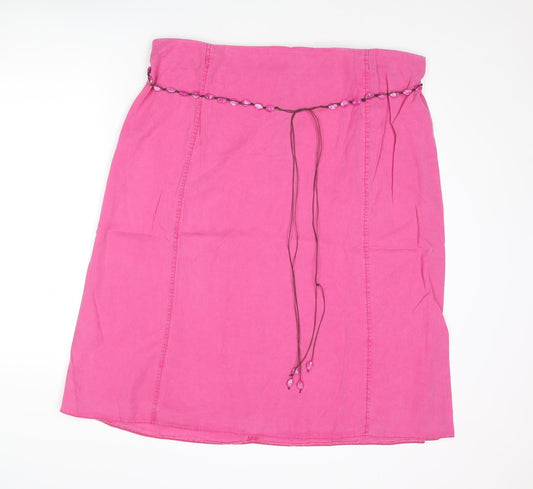 Ann Harvey Womens Pink Lyocell A-Line Skirt Size 22 Zip - Beaded Belt