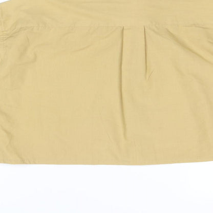 Protocol Womens Yellow Polyester Cropped Button-Up Size 16 Collared
