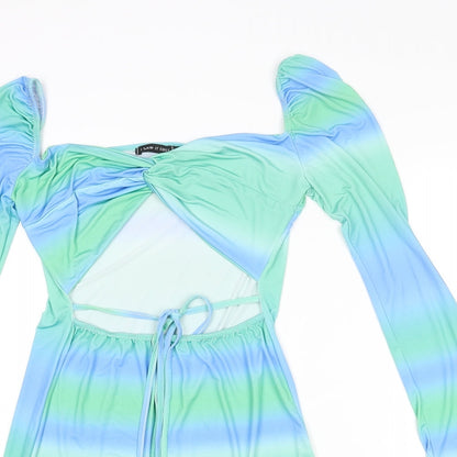I SAW IT FIRST Womens Multicoloured Polyester Mini Size 14 Sweetheart Pullover - Ombre Cut Out