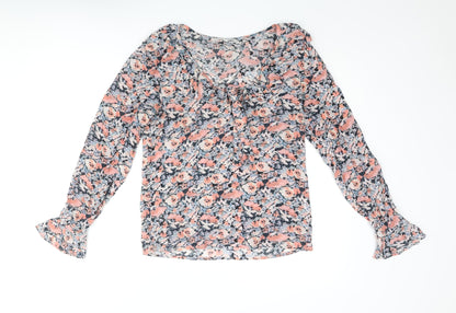 Lily and Lionel Womens Multicoloured Floral Viscose Basic Blouse Size XS V-Neck - Frill