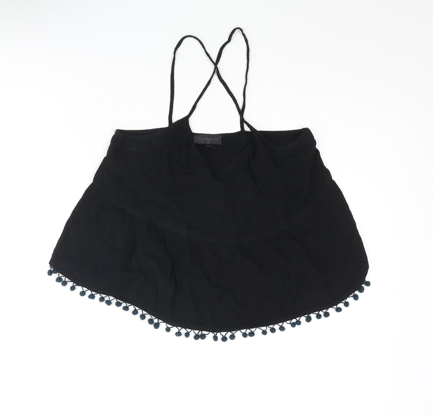 Womens UK Size 8 Topshop Black Cropped Blouse