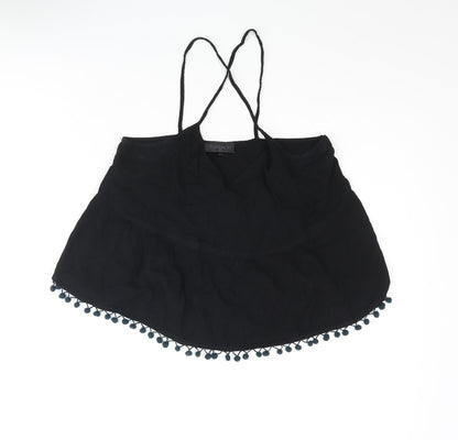 Womens UK Size 8 Topshop Black Cropped Blouse