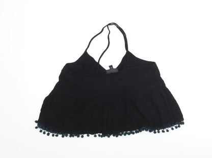 Womens UK Size 8 Topshop Black Cropped Blouse