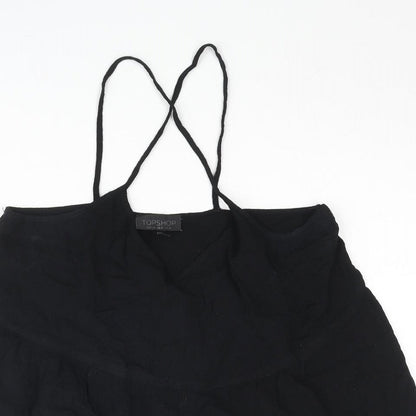 Womens UK Size 8 Topshop Black Cropped Blouse