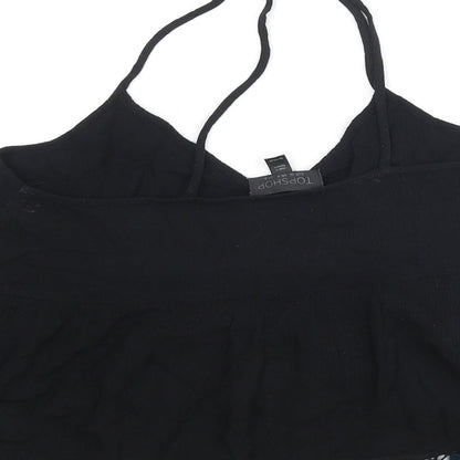 Womens UK Size 8 Topshop Black Cropped Blouse