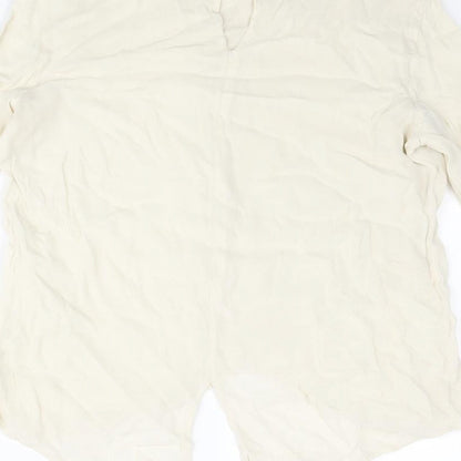 Mango Womens Ivory Polyester Basic Blouse Size XS Round Neck
