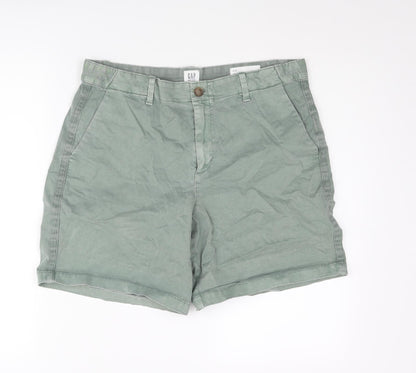 Gap Womens Green Cotton Basic Shorts Size 10 L6 in Regular Zip
