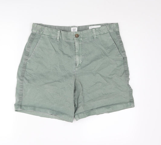 Gap Womens Green Cotton Basic Shorts Size 10 L6 in Regular Zip