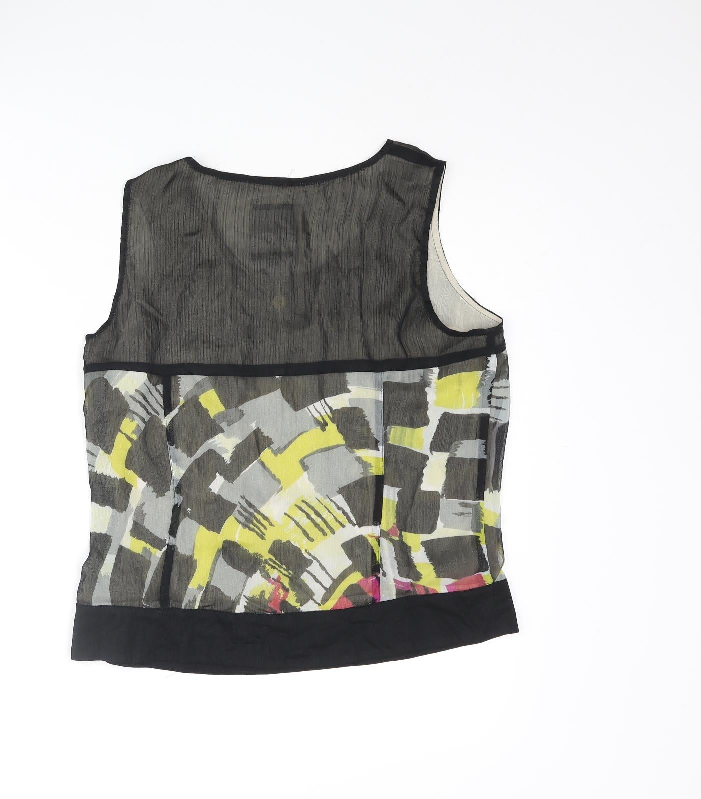 Jensen Womens Black Polyester Camisole Blouse Size 10 Round Neck - Geometric Print