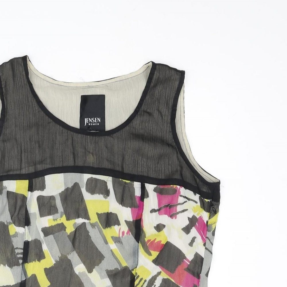 Jensen Womens Black Polyester Camisole Blouse Size 10 Round Neck - Geometric Print