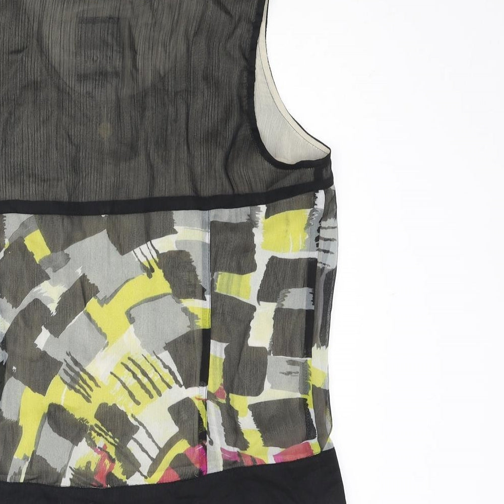 Jensen Womens Black Polyester Camisole Blouse Size 10 Round Neck - Geometric Print