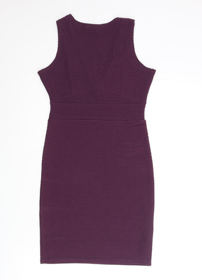 Boohoo Womens Purple Polyester Bodycon Size 10 V-Neck Pullover - Textured
