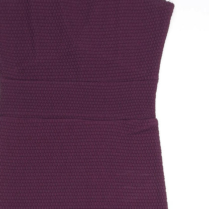 Boohoo Womens Purple Polyester Bodycon Size 10 V-Neck Pullover - Textured